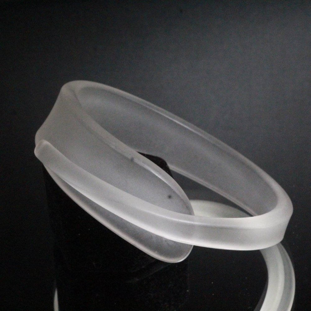 French Couture Frosted Lucite Resin Geometric Scuptural Studio Bangle Bracelet